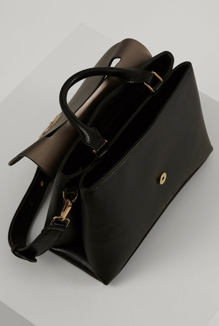 Orla Black Molten Resin Clasp Top Handle Crossbody Bag