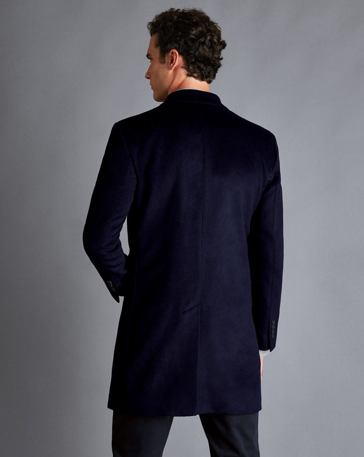 Navy Pure Wool Double Breasted Overcoat